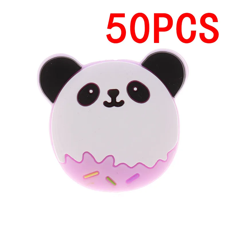panda lilac 50 шт Единорог жемчужные бусы силиконовые бусины-прорезыватели игрушки ребенок Diy животного грызунов комплект Еда Класс силиконовый Прорезыватель для зубов шарик-грызунок силиконовые бусины - Цвет: panda lilac