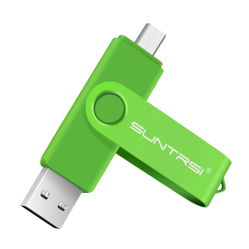 Sunstrsi USB флеш-накопитель 2,0 для Android смартфон 128 ГБ флеш-накопитель 32 Гб OTG металлическая usb флеш-карта 64 Гб usb флешка 16 ГБ логотип на заказ - Цвет: green