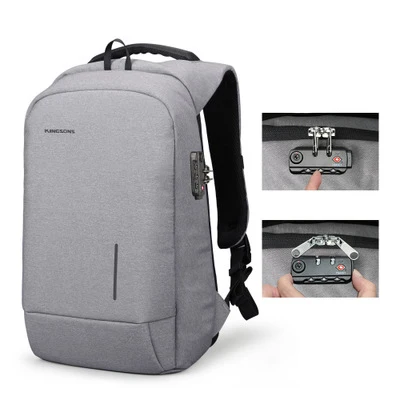 Gray Lock Backpack Kingsons, модный мужской рюкзак, 15,6 дюймов, рюкзак для ноутбука, сумка через плечо, дорожная сумка, школьная сумка, рюкзак - Цвет: Gray Lock Backpack