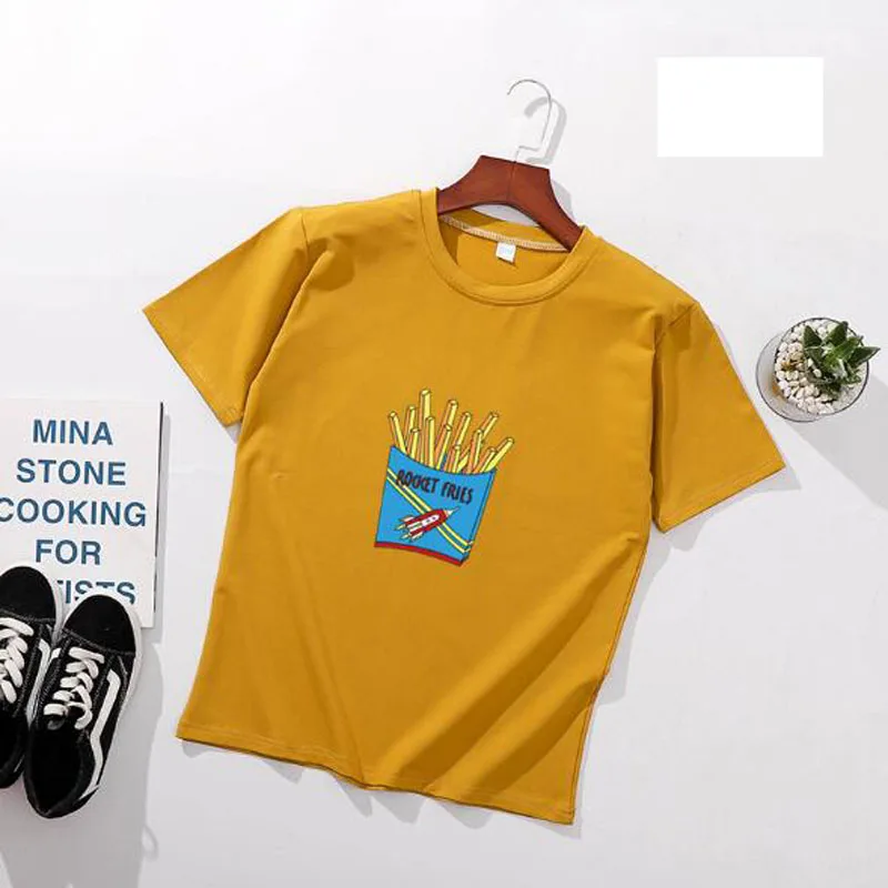 Женские футболки с принтом картофельных чипсов весна лето короткий рукав