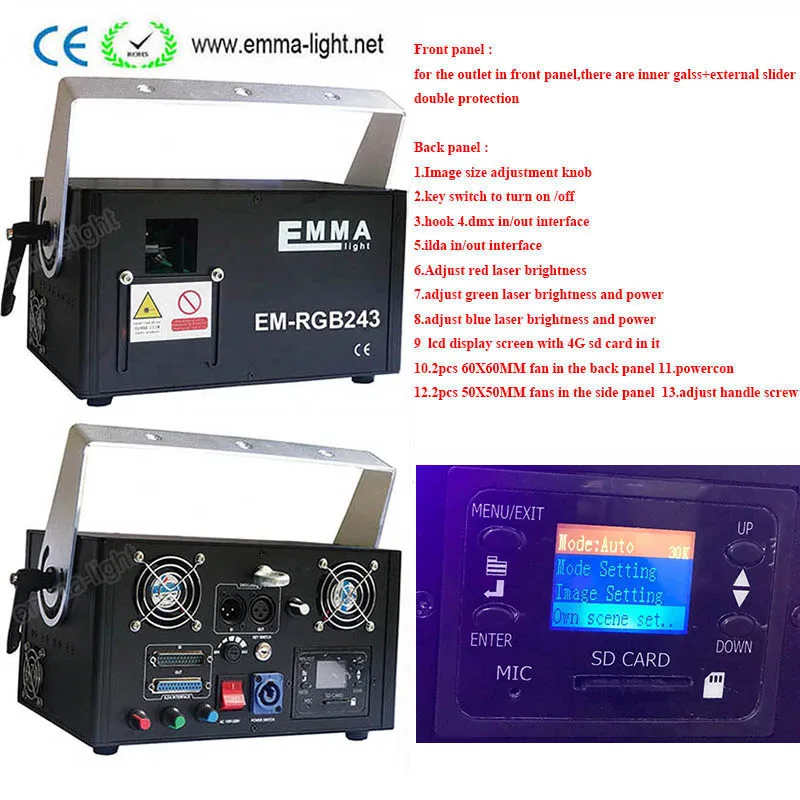 Ночной клуб диджей система лазерного шоу 2 Вт управление регулятором