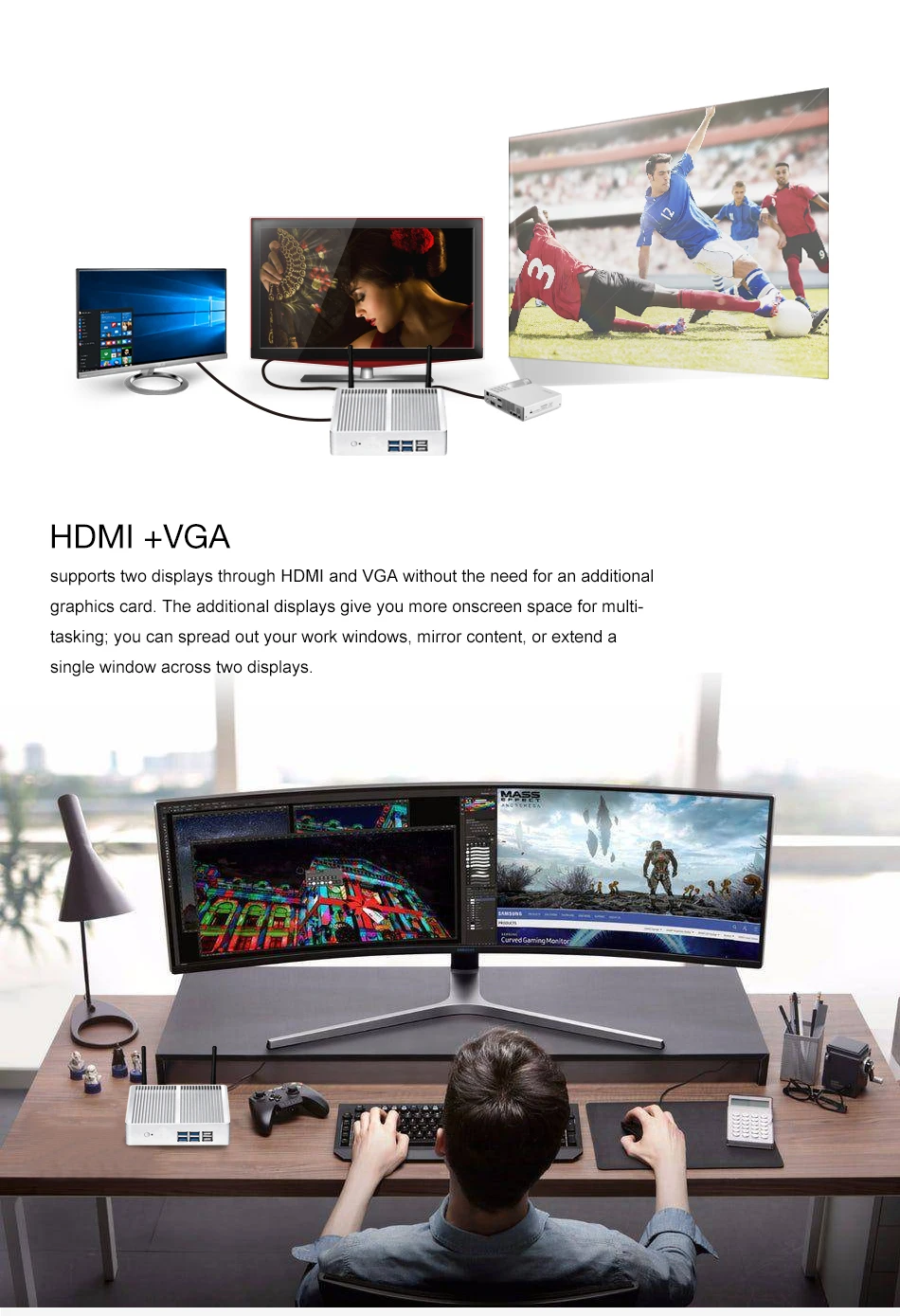 Безвентиляторный мини ПК Intel Core i3 5005U оконные рамы 10 Linux Micro Настольный HDMI VGA 6* USB 300Mbp Wi Fi Gigabit Ethernet тонкий клиент HTPC