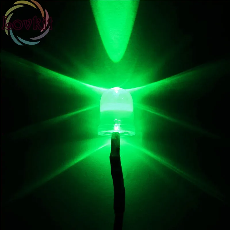 100 шт. 10 мм круглая верхняя зеленая светодиодная s Предварительно проводной