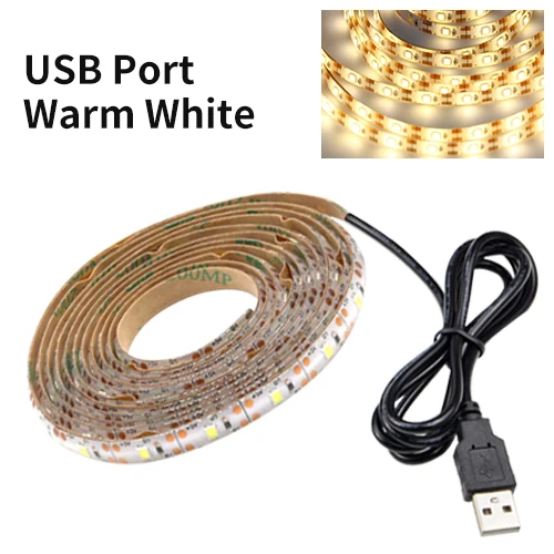With USB Port Светодиодная лампа с датчиком движения, беспроводная, 1 м, 2 м, 3 м, USB, Светодиодная лента, светильник для рождественских праздников, кровати, шкафа, лестницы, двери, ночной Светильник - Испускаемый цвет: With USB Port