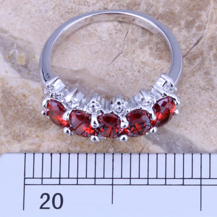 Женское кольцо с красным гранатом и белым фианитом Размер 6 / 7 8 9|ring size|jewelry ringsring size