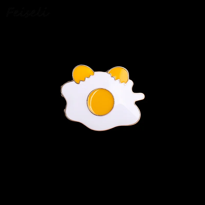 Feiseli, фирменная новинка, мультяшный металлический желтый омлет в форме яйца, в форме чашки, брошь на булавке для женщин, модные ювелирные изделия, аксессуары