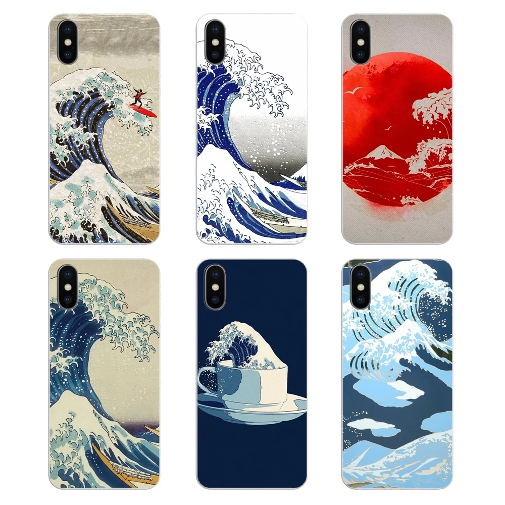 For Sony Xperia Z Z1 Z2 Z3 Z5 compact M2 M4 M5 E3 T3 XA Aqua LG G4 G5 G3 G2 Mini cartoon Wave Art Japanese Silicone Phone Covers |