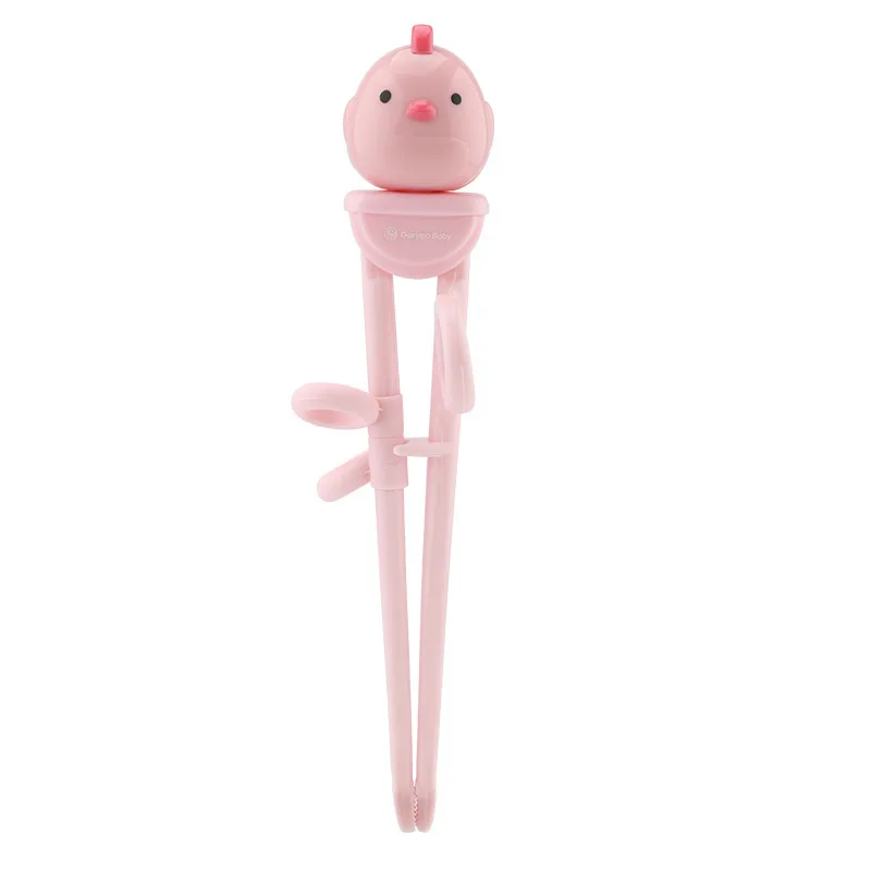 1xPink Chopsticks Учебные палочки для еды набор ABS желтая Ложка Вилка малыш палочка для еды детский чехол розовый Чоп палочки держатель - Цвет: 1xPink Chopsticks