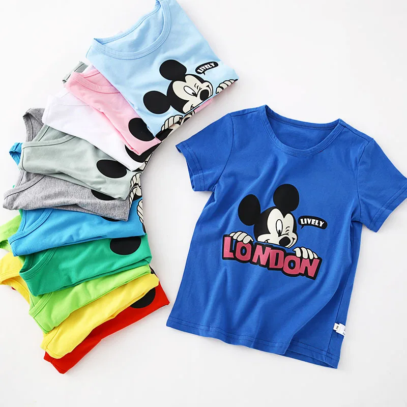 Детская одежда Disney новинка 2019 летняя футболка для мальчиков и девочек с коротким