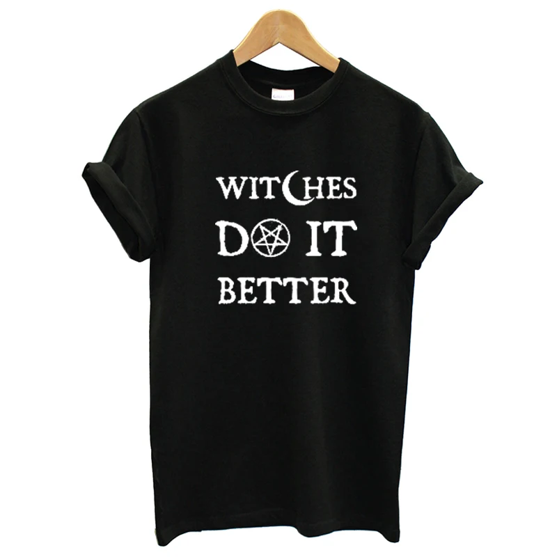 EnjoytheSpirit Witches Do It Better футболка ведьмы женская футболка ведьмы хорошее качество унисекс футболка хлопок мягкая Повседневная - Цвет: P1650Black