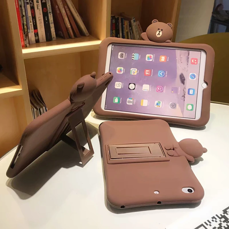 Чехол-подставка для ipad air 2 3 9 7 2017 2018 силиконовый чехол с мультяшным медведем pro 10 5