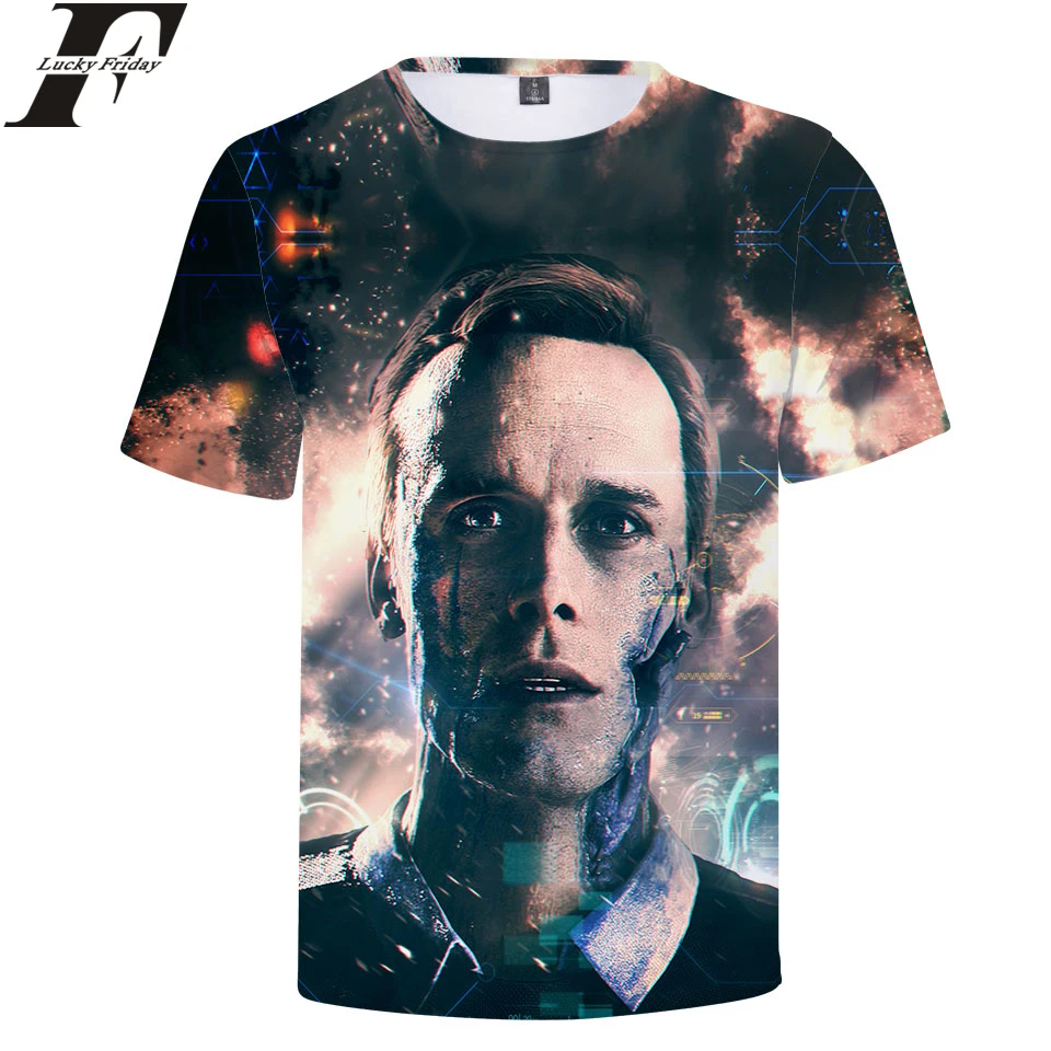 Detroit Become Human 3D Short Sleeve T-Shirt Uniform T shirt Men/Women Casual Style Clothes Plus Size RK800 | Женская одежда