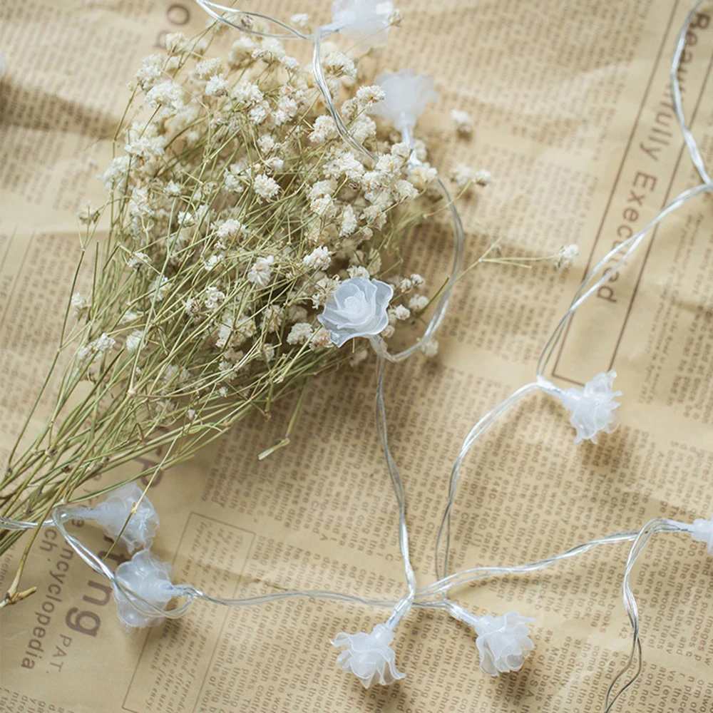 

1-2m 10-20leds Holiday lightls Simulation of rose Led Light string Battery Operated christmas wedding valentine Day decor F