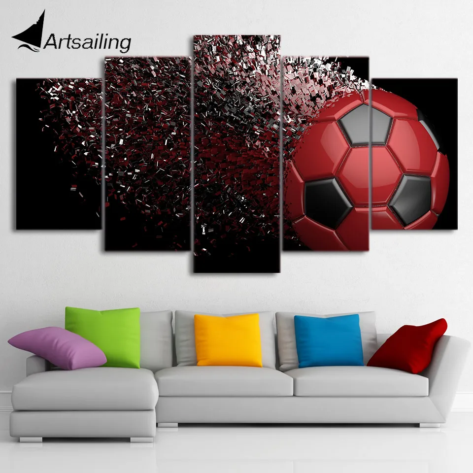 

HD printed 5 piece canvas art Soccer abstract football painting wall pictures for living room modern free shipping CU-2518C