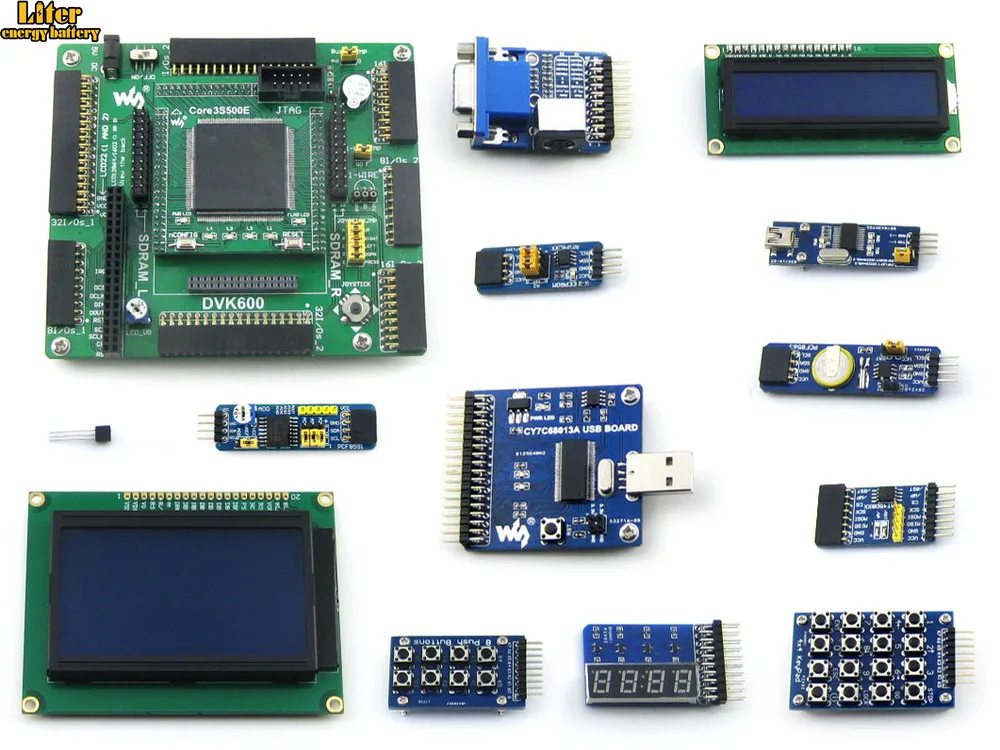 Плата разработки XILINX XC3S500E Spartan 3E FPGA + LCD1602 LCD12864 12 модуль = Open3S500E посылка