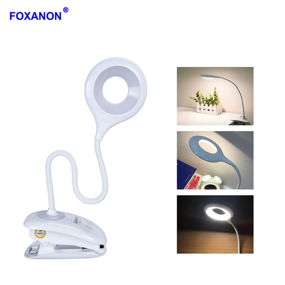 Foxanon настольная лампа USB Перезаряжаемые светодиодный 28 s для чтения с зажимом