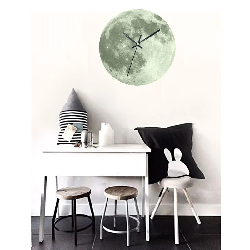 12 inch Grow Moon Wall Clock 30CM Luminous Shape Round Home bedroom office Clcok | Дом и сад