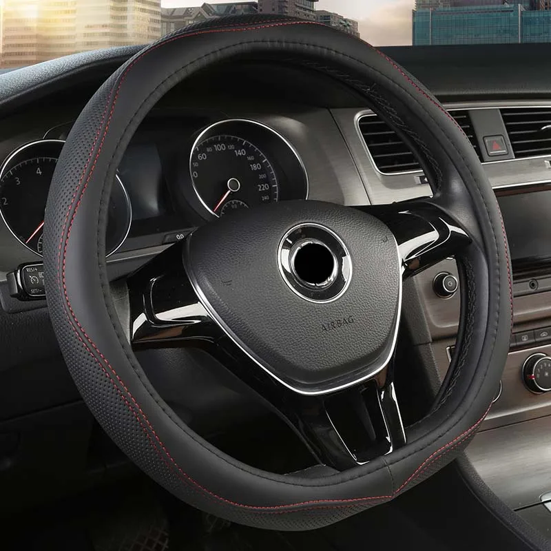 Car steering wheel cover D Shape Type handle Cover 38cm Punch Breathable For Volkswagen Golf 7 Atlas Kia Sportage Optima K5 | Автомобили и