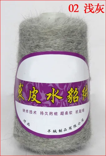 02 Light Gray 100+ 40 г/комплект, модная шерстяная норковая плюшевая пряжа, высокое качество, осень и зима, норковая кашемировая пряжа для вязания, свитер, шарф, кардиган - Цвет: 02 Light Gray