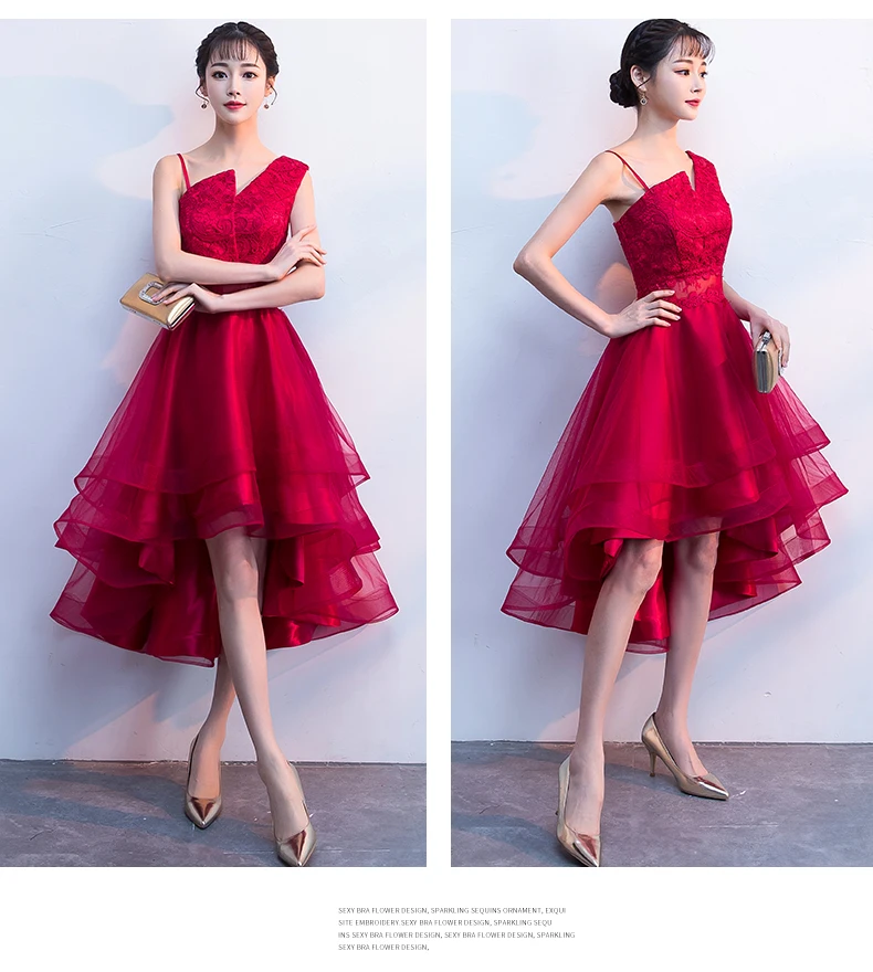 Robe de soiree красное элегантное кружевное вечернее платье без рукавов вечерние платья с коротким передом и длинной спинкой платья для выпускного вечера