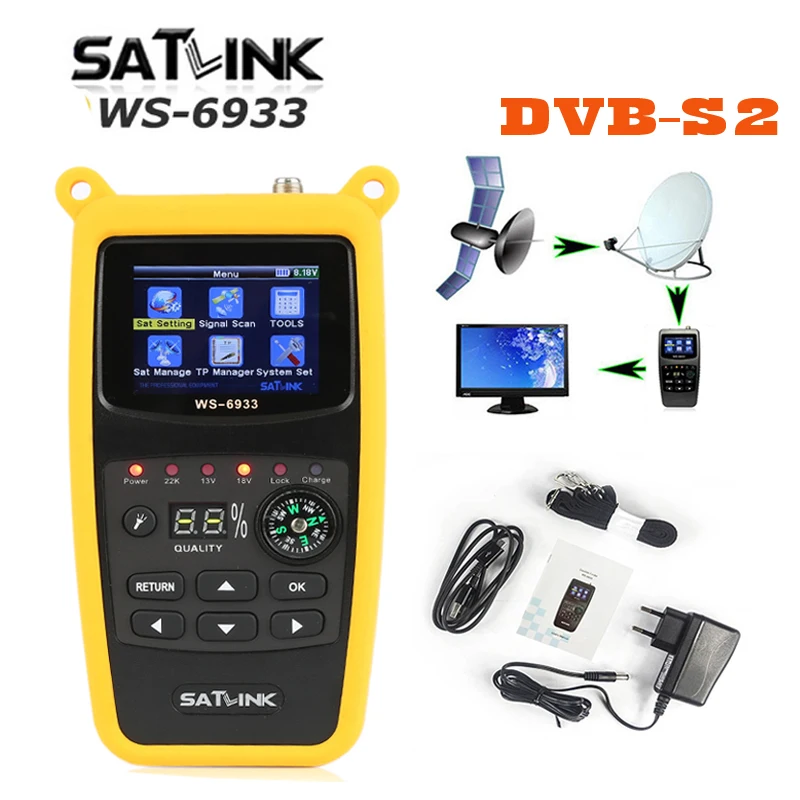 Цифровой спутниковый искатель Satlink стандарта FTA CKU Band WS6933 vs GT MEDIA V8 Finder 2