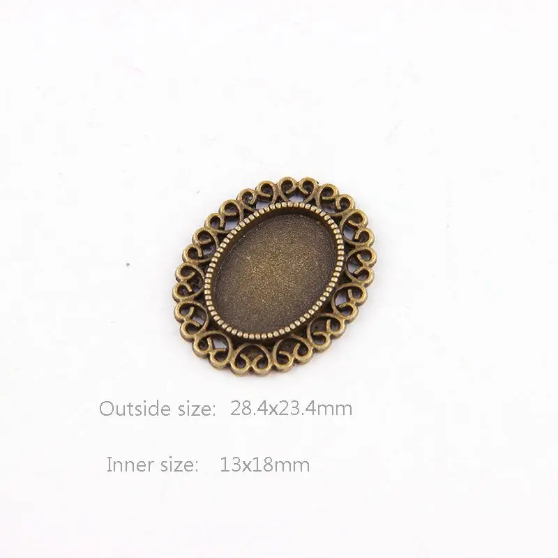 

Fit 13x18mm Oval Antique Bronze Pendants Setting Cabochon Cameo Base Tray Bezel Blank DIY Jewelry Findings