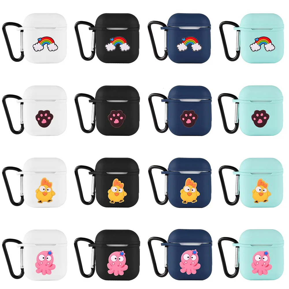 Силиконовый чехол для Apple Airpods с милым животным защитный аксессуары мультяшный Air