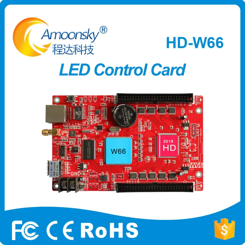 Huidu HD-W66 Led Sign Module Board Card With LAN+USB+WiFi Replace HD-E66 for P8 P10 Ad Led Video Wall