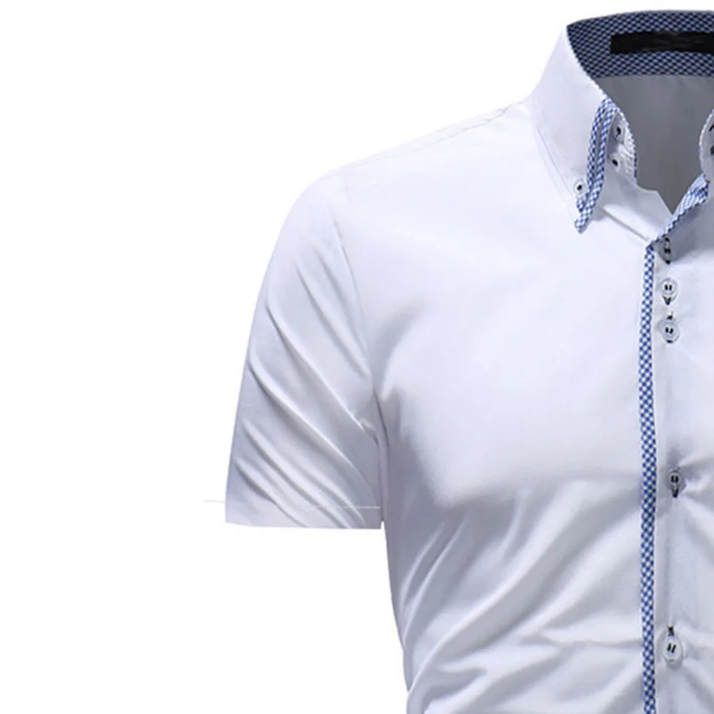 

2019 New Fashion Short Sleeve Shirt Men Korean Slim Design Formal Casual Male Dress Shirt Size M-3XL Men Slim Casual Shirt Y528