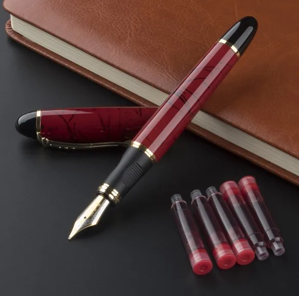 JINHAO X450 серый и золотой перьевая ручка 18 КГП 0,5 мм перо с широким основанием темно-зеленый, фиолетовый, винно-синий 21 цветов и чернильных картриджей, выберите JINHAO 450 - Цвет: 10