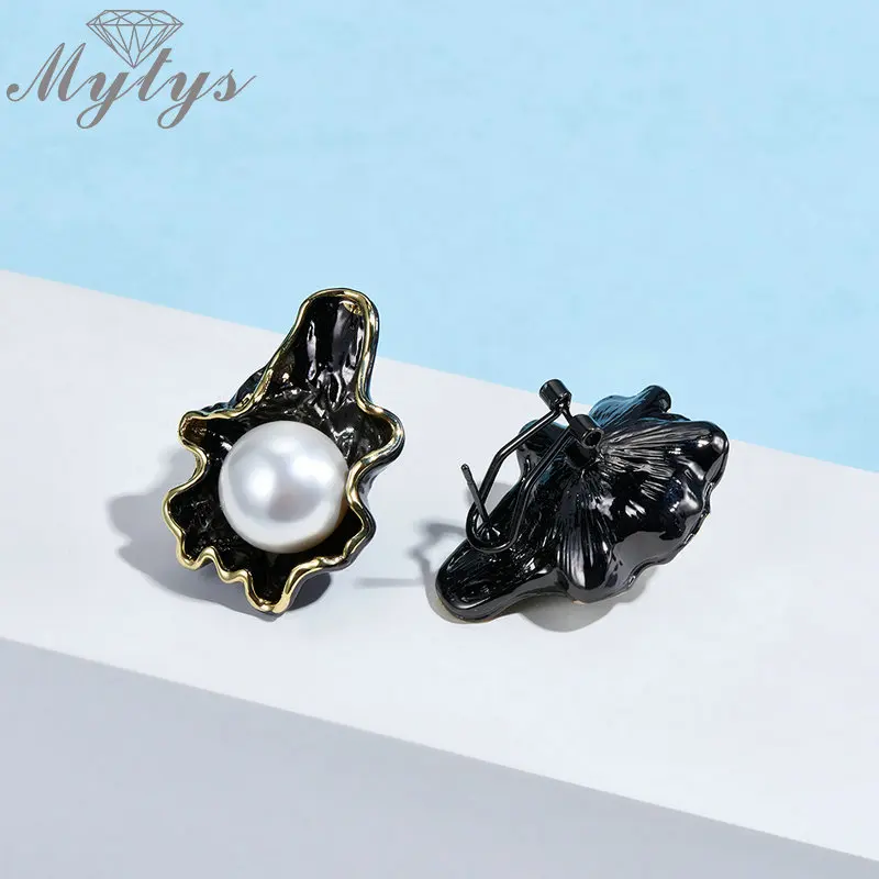 Mytys Большой жемчуг черный пистолет Ювелирные наборы женские серьги ожерелье