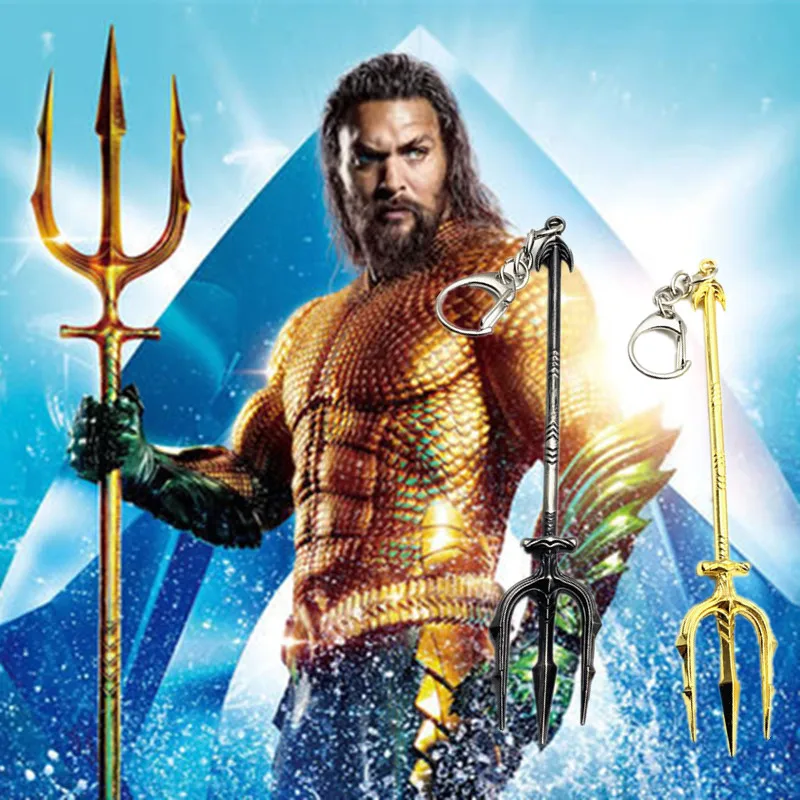 Aquaman Trident Keychain Justice Key rings Holder Weapon Chains Pendant 2 Color llaveros Fashion Cosplay Jewelry | Украшения и