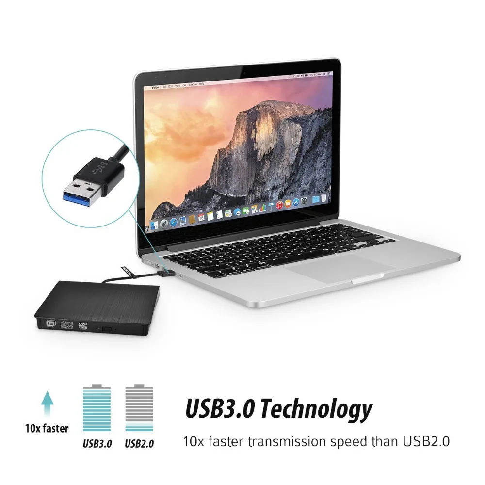YiYaYo USB 3,0 Внешний Оптический привод CD/DVD диска с многократной записью компакт-дисков DVD Встроенная память плеер Портативный писатель для MAC ноутбука window10/iPhone 7 Plus/8+ диск мешок