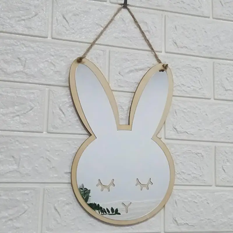 Деревянный акриловый домашний декор на стену зеркало для детской комнаты детское креативное Украшение настенное зеркало с мультяшным кроликом