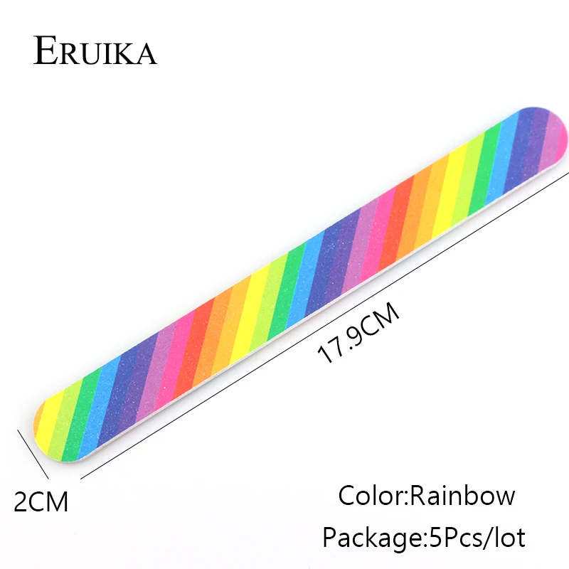 ERUIKA 5 шт. радужные пилки для дизайна ногтей шлифовальный буферный блок для удаления кутикулы прочный зернистость наждачный Маникюр Инструменты для укладки ногтей