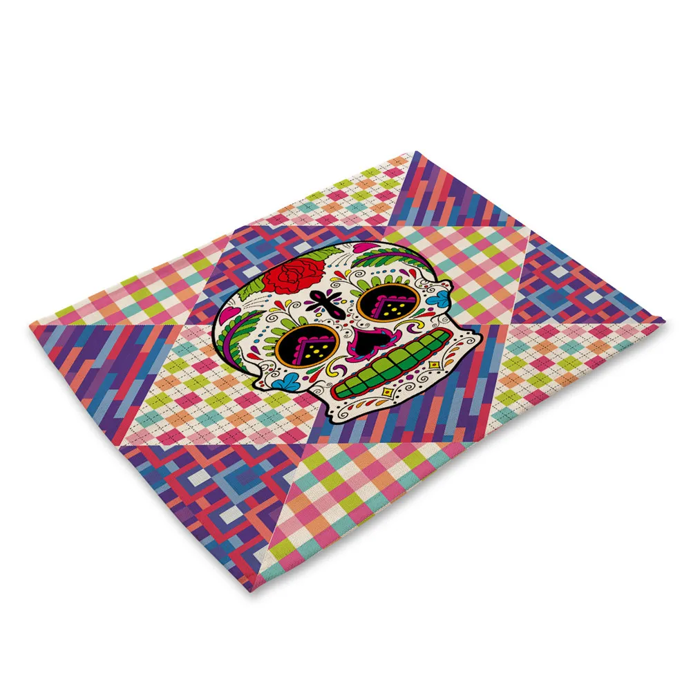 Pattern 5 Fanximan льняной Настольный коврик, коврик для стола с изображением черепа ужаса, кухонные аксессуары, подставка для напитков, almofada Doilies, коврик для стола - Цвет: Pattern 5