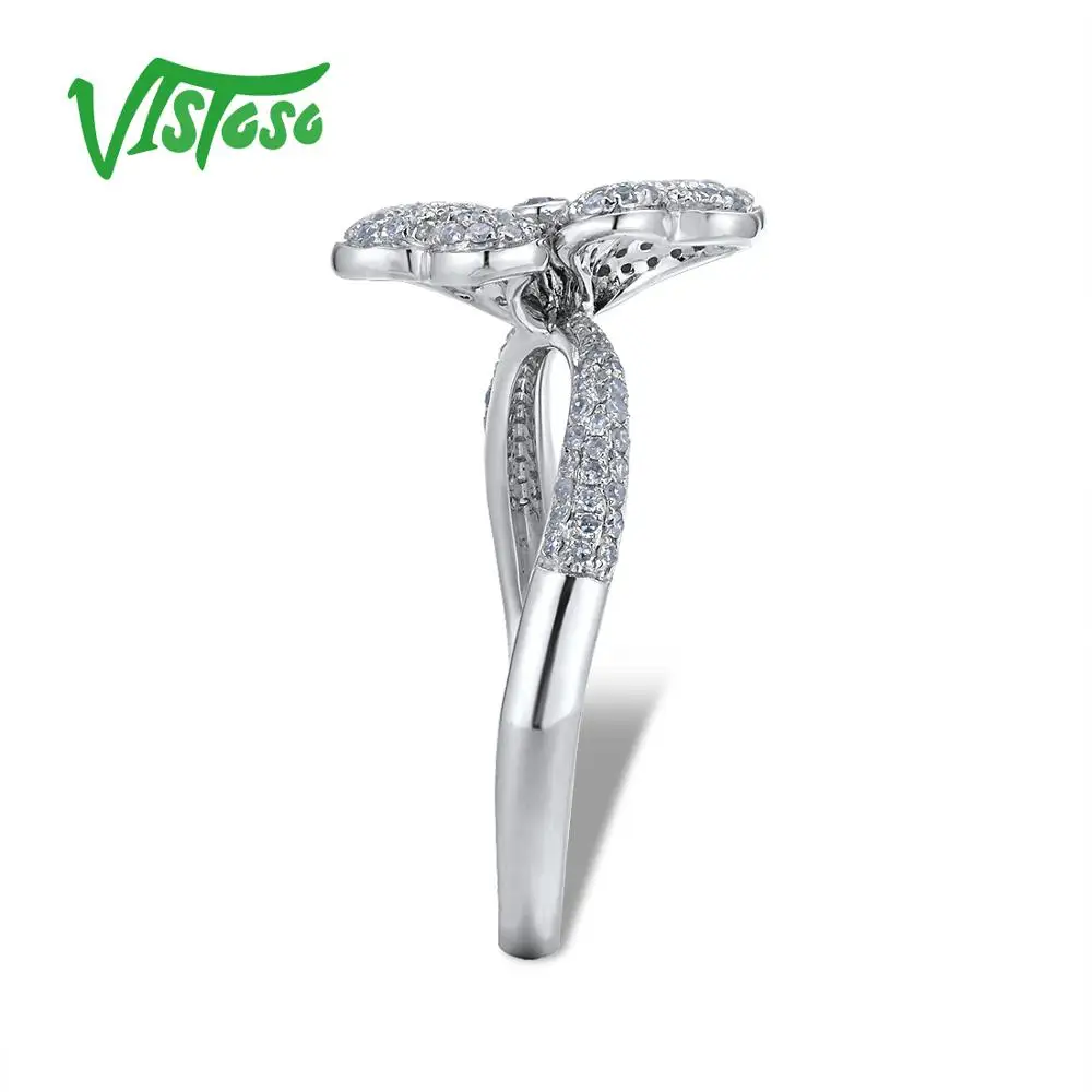 VISTOSO золотые кольца для женщин Подлинная 14 K 585 кольцо из белого золота сверкающие бриллианты обещание на помолвку Кольца Юбилей ювелирные изделия