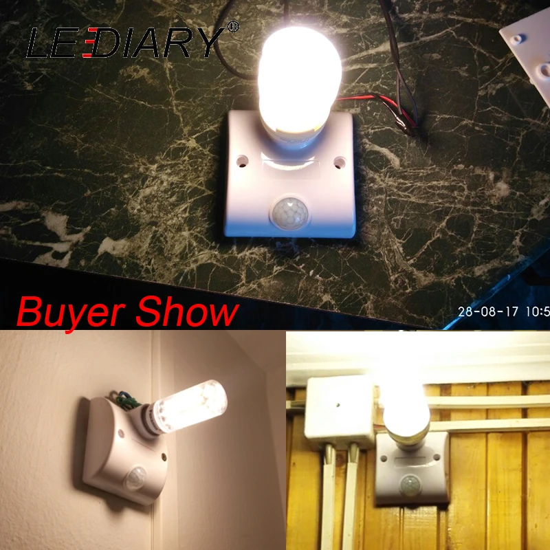LEDIARY E27 Wall Lamp Infrared IR Sensor 110-240V With Plug US EU 1.3M Wire Bases Time Adjustable Human Body Induction | Лампы и