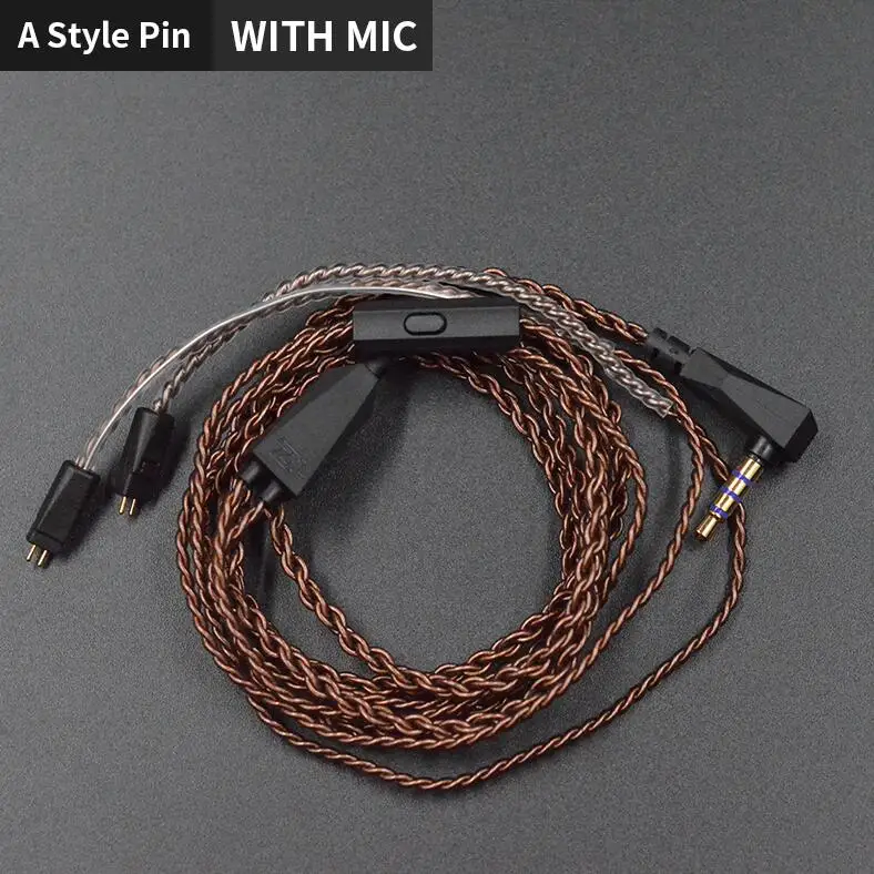 KZ ZS10 ZST ZS3 кабель высокой чистоты бескислородной меди витой кабель обновления KZ 2pin кабель для KZ Z10 ZST ZSN CCA C10 V80 - Цвет: A style with mic