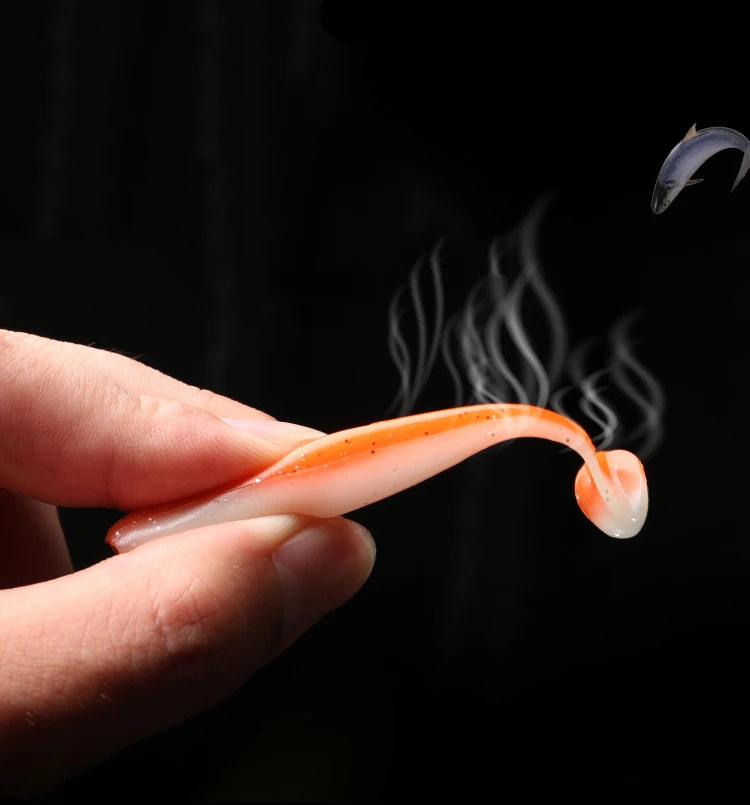 5pcs 7cm 2g artificial soft silica shad lure baits for carp fishing, plastic wobbler baits t-tail paddle tail soft fish lures