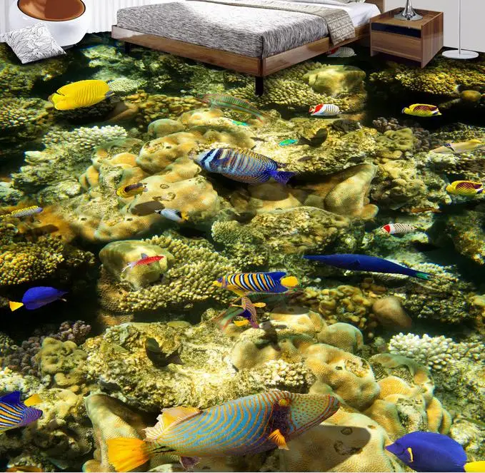 3d фрески для пола на заказ рулоны бумажных напольных коралловых водорослей