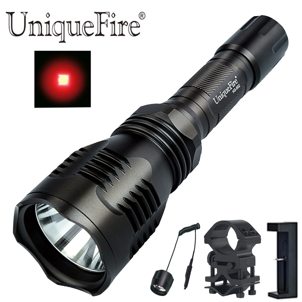 UniqueFire HS 802 красный свет фонарик 300 люмен Койот Охота факел лампы + пульт давление