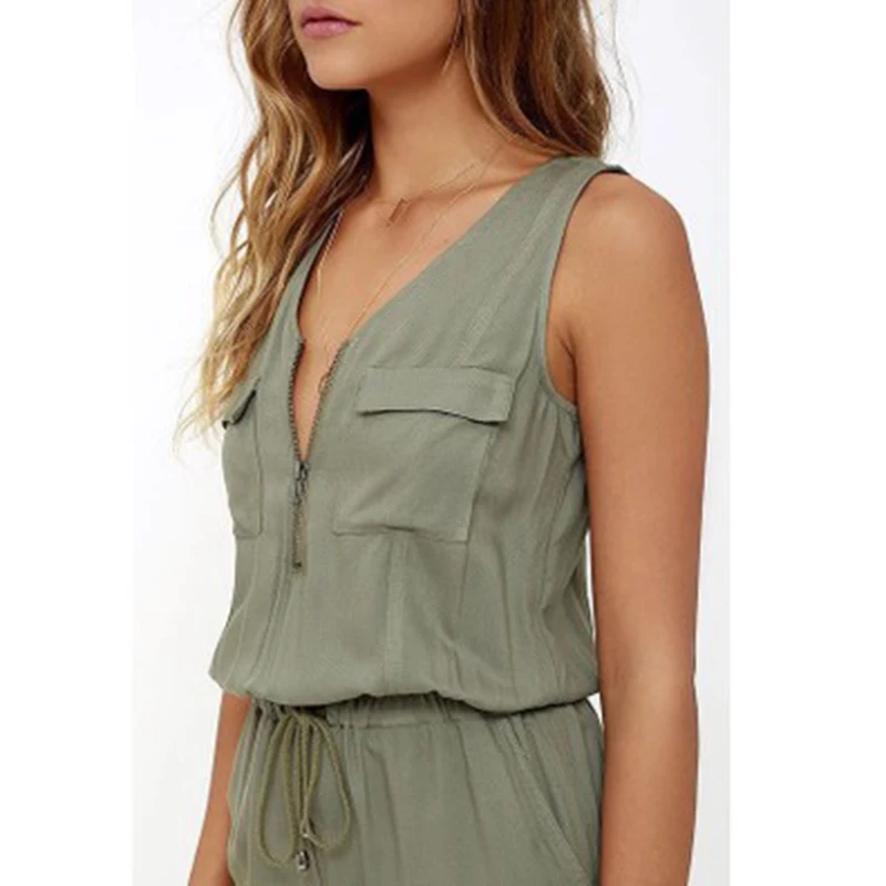 Женский Летний комбинезон на молнии короткий новые регулируемые эластичные