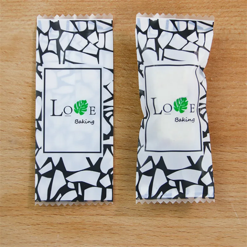 LOVE white 100 шт многоцветные пластиковые нуги сахарные пакеты арахисовые обертки для конфет ручная упаковка для украшения хлебобулочных изделий - Цвет: LOVE white