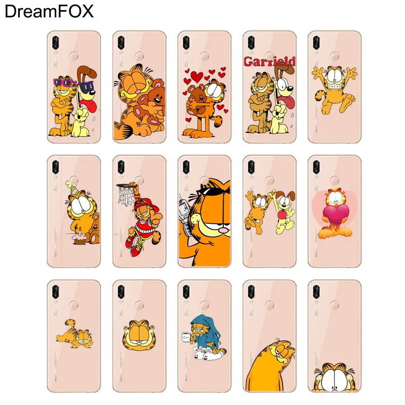 DREAMFOX M496 Гарфилд Мягкий ТПУ силиконовый чехол для Huawei Honor 6a 6C 7X9 10 P20 P30 Lite Pro P Smart 2019 |