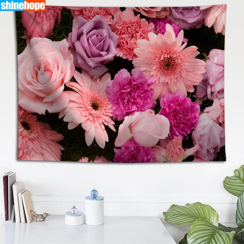 Gerbera цветы на заказ гобелен настенный гобелен Настенное подвесное одеяло спальня фермерский дом Декор богемное украшение дома - Цвет: Tapestry 21