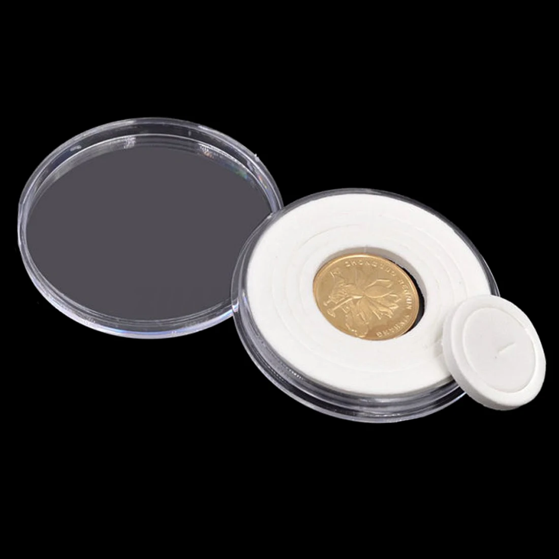 

ABDB 20 pcs 46mm Coin Cases Holder Applied Clear Round Storage Box