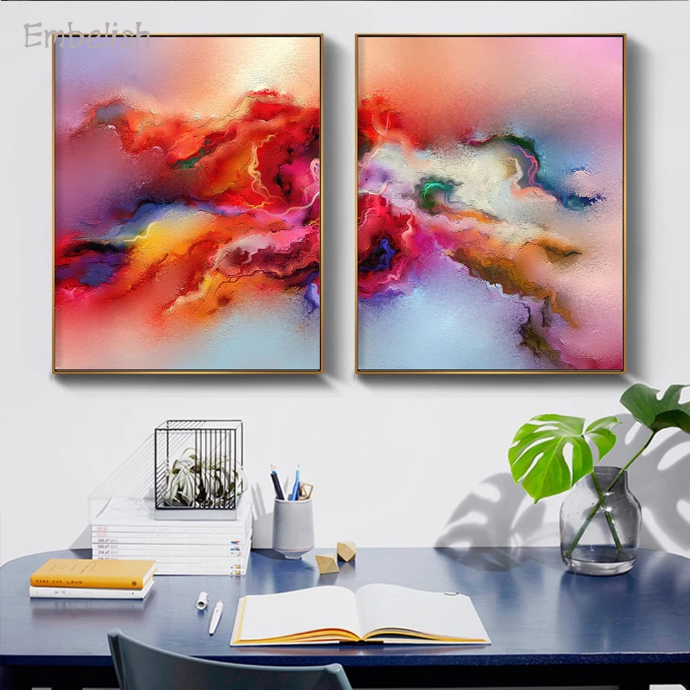 Embelish 2 Pieces Abstract Colorful Cloud HD Print On Canvas Paintings For Living Room Modern Home Decor Wall Posters Bedroom | Дом и сад