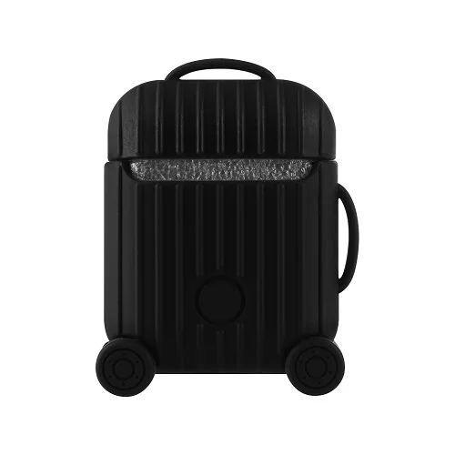 Черный Для AirPods чехол Модный милый чемодан моделирование наушники чехол для Apple Airpods 2 Наушники защитный чехол прекрасный подарок - Цвет: Черный
