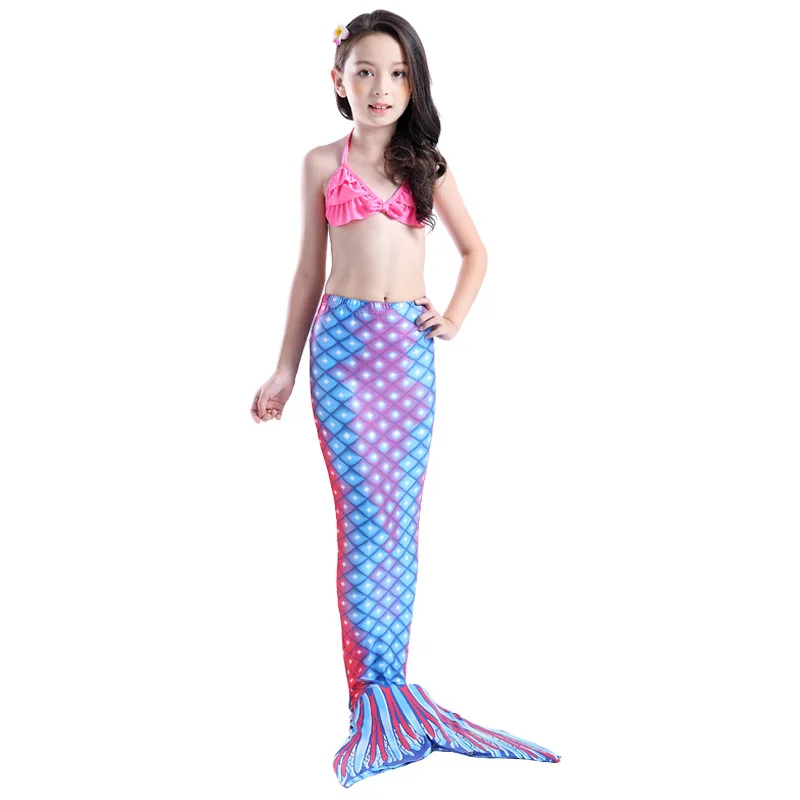 Купальный костюм русалки детский купальник розовый топ для девочек + шорты набор